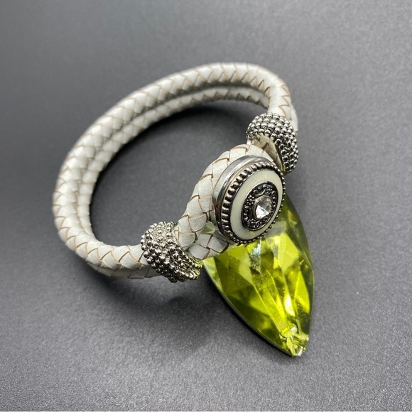 Leather Wrap Snap Bracelet & Dolphin Rhinestone Blue Snap Necklace - Picture 5 of 7